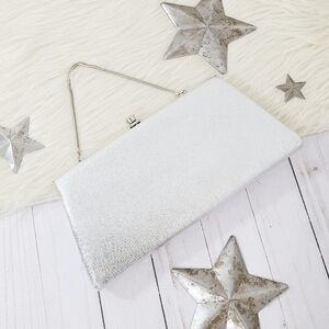 Vintage 60s 70s metallic silver clutch evening bag